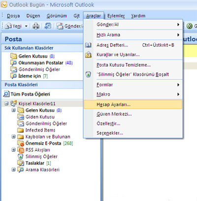 outlook 2007 mail ayarları / Kayseri Web Tasarım