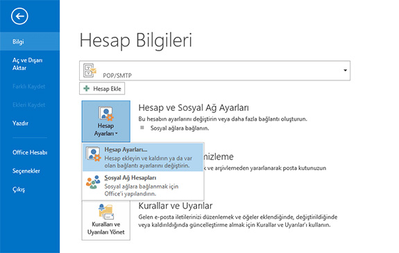 outlook 2013 mail ayarları / Kayseri Web Tasarım