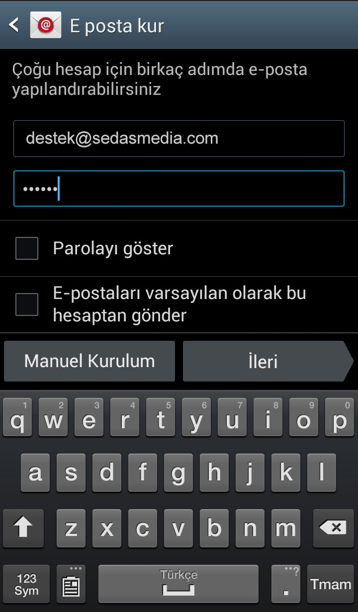 Android mail ayarları / Kayseri Web Tasarım